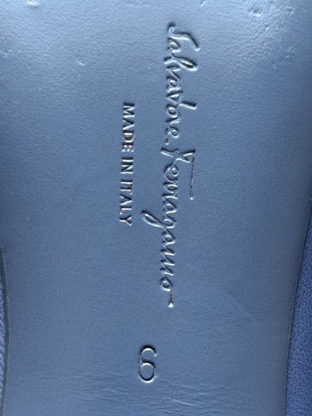 Ferragamo Viva Ballerina Cornflower Blue Leather Flats Size 6 - Picture 10 of 14